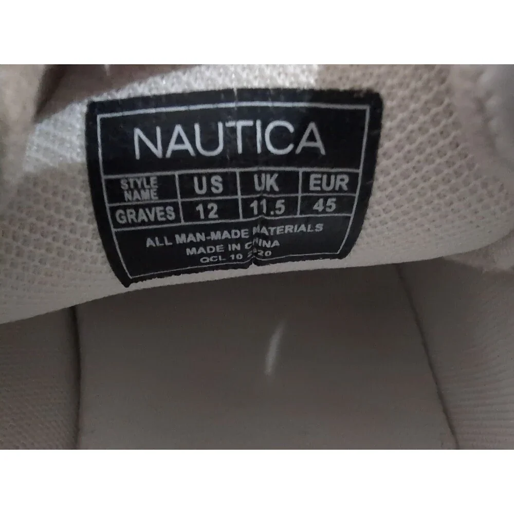 NAUTICA GRAVES WHITE LACE UP SNEAKERS MEN'S SIZE 12 GENTLY WORN   EUC